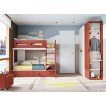 Bunk bed with 2 drawers